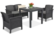 Venezia Dallas Apetito 4 antracit Bica trädgårdsset Technorattan