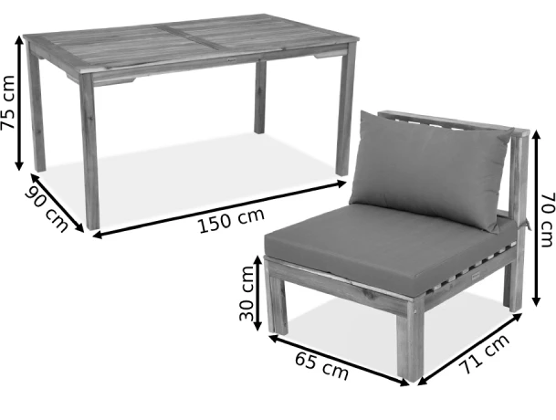 Wymiary produktu Brunei Premium 4 Garden Point trädgårdsmöbler i akacia - 0x0x0