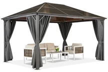 Paviljong Milos 3x4m med gardiner Garden Point grå