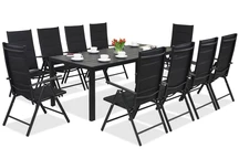Trädgårdsmöbler i aluminium polywood med stort bord Verona för 10 personer Garden Point svarta