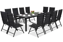 Trädgårdsmöbler i aluminium polywood med stort bord Verona för 12 personer Garden Point svarta