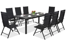 Trädgårdsmöbler i aluminium polywood med stort bord Verona för 8 personer Garden Point svarta