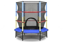 Mini trädgårdstrampolin med inomhusnät 140 cm Jump Hero blå och gul
