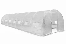 Tunnelväxthus med metallstomme 3x10m vit med dörr Garden Point