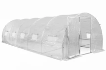 Tunnelväxthus med metallstomme 3x8m Garden Point vit med dörr