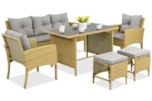 Utemöbler i konstrotting med sittpuffar Bari Garden Point beige