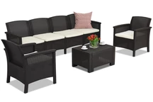 Venezia Kaffe 6 Max Bica brun technorattan set med förlängd soffa