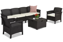 Venezia Coffee Box Max 6 Bica brun technorattan set med förlängd soffa