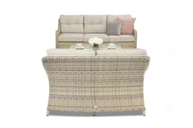 Toledo Coffee lyxig teknorattanmöbel med litet bord för 5 personer Garden Point beige