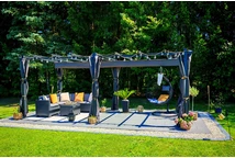 Barbados terrass pergola 3x6 m med Garden Point gardiner antracit