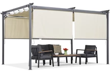 Beige pergola för uteplats med rullgardiner La Palma 3x4 Garden Point
