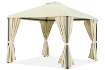 Beige trädgårdspaviljong med gardiner Madrid 3 x 4 Garden Point