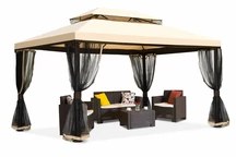 Beige trädgårdspaviljong med myggnät Valencia 4x4 m Garden Point