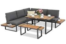 Garden Point hörnmöbelset i aluminium Salerno grå