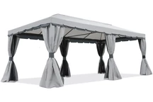 Grå trädgårdspaviljong med gardiner Valencia 3x6m Garden Point