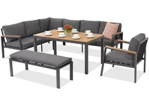 Hörnsoffa för utomhusbruk Zakynthos Comida 7 med bänk antracit Garden Point