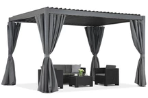 Lagos 3x4 terrass pergola med Garden Point gardiner antracit