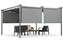 Terrass pergola i antracit med rulljalusier La Palma 4x4 m Garden Point