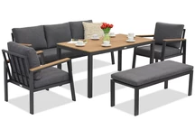 Zakintos Apetito 5 aluminiumset med bänk antracit Garden Point