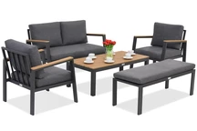 Zakintos Coffee 4 aluminiumset med bänk antracit Garden Point