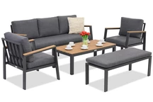 Zakintos Coffee 5 aluminiumset med bänk antracit Garden Point