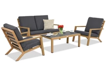 Braga Trä Kaffe 4 Garden Point teknorattan set