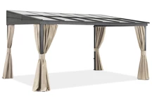 Altanöverdäckning i aluminium 3 x 4 m Tarragona med Garden Point gardiner beige