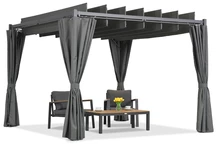 Antracit Malaga 3x3m terrasspergola med Garden Point gardiner