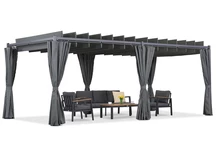 Antracit Malaga 3x6m terrasspergola med Garden Point gardiner