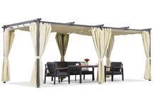 Beige terrass pergola med gardiner La Palma 3x6 Garden Point