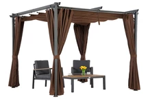 Brun La Palma 3x3m pergola för uteplats med Garden Point gardiner