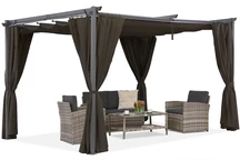 Brun La Palma 3x4m pergola för uteplats med Garden Point gardiner