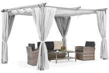 Vit La Palma 3x4m pergola för uteplats med Garden Point gardiner