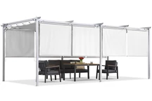 Vit La Palma 3x6m pergola för uteplats med Garden Point rulljalusier