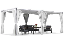 Vit La Palma 3x6m terrasspergola med Garden Point gardiner
