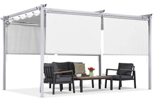 Vit terrasspergola med rullgardiner La Palma 3x4 Garden Point