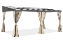 Altanöverdäckning i aluminium 3 x 5 m Tarragona med Garden Point gardiner beige
