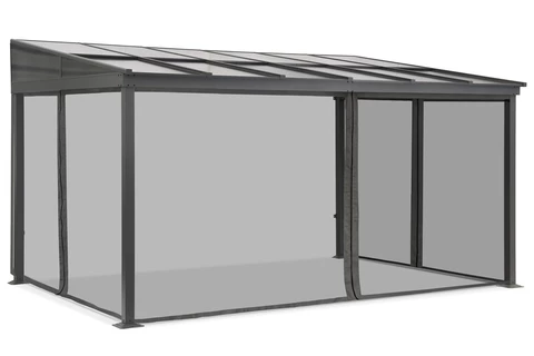 Altanskärmtak i aluminium 4 x 6 m Tarragona med myggnät Garden Point antracit