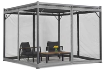 Antracit Malaga 3x3m uteplats pergola med myggnät Garden Point