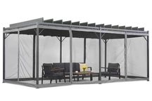 Antracit Malaga 3x6m uteplats pergola med myggnät Garden Point