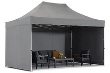 Antracit Manta trädgårdspaviljong med Garden Point gardiner