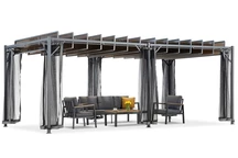Antracit Paros 3x6m uteplats pergola med myggnät Garden Point