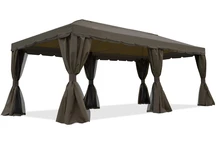 Brun trädgårdspaviljong med gardiner Valencia 3x6 m Garden Point