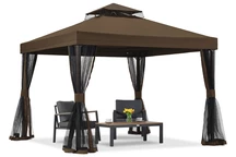Brun trädgårdspaviljong med myggnät Valencia 3x3 m Garden Point