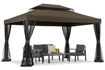 Brun trädgårdspaviljong med myggnät Valencia 3x4 m Garden Point