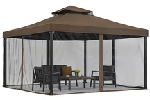 Brun trädgårdspaviljong med myggnät Valencia 4x4m Garden Point