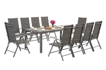 Garden Point trädgårdsmöbler i grå aluminium med stort Polywood Verona-bord för 10 personer