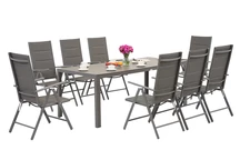 Garden Point trädgårdsmöbler i grå aluminium med stort Polywood Verona-bord för 8 personer