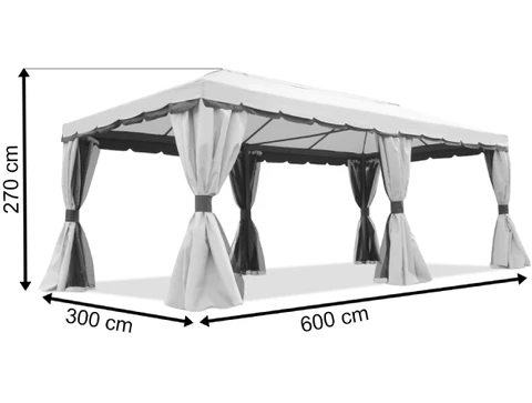 Grå trädgårdspaviljong Valencia 3x6m Garden Point