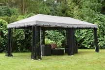 Grå trädgårdspaviljong med myggnät Valencia 3x6 m Garden Point